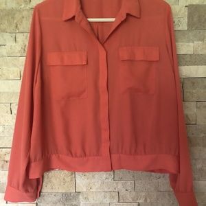Women’s Apt 9 Tangerine Orange Longsleeve Blouse Size Large